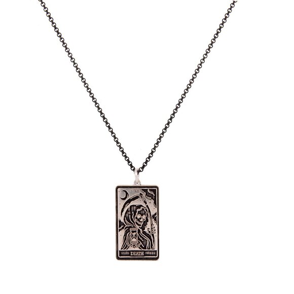 DEATH Tarot Card Necklace, Sterling Silver Tarot Necklace, Tarot Jewe… - Picture 2 of 4